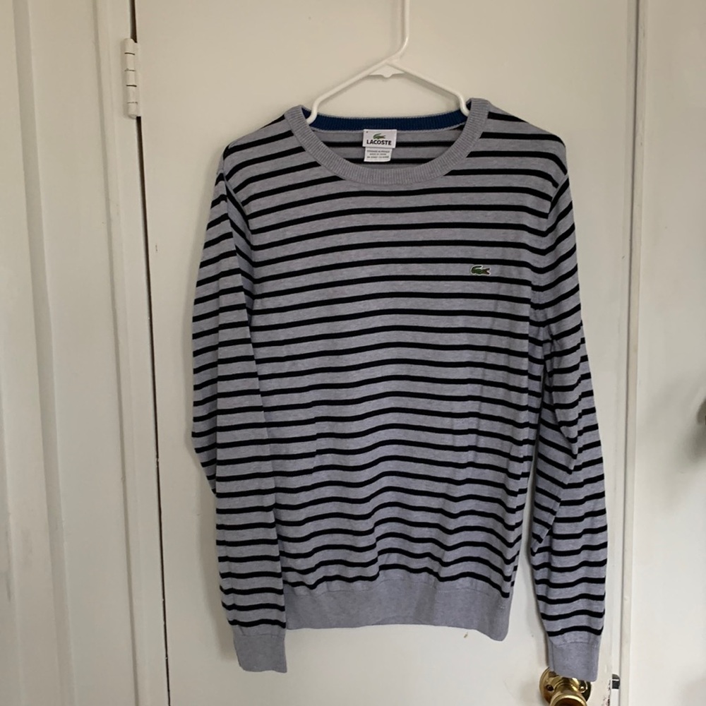 Mens Lacoste striped sweater in size M.